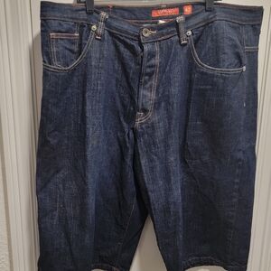 Ed Hardy Dark "The Godfather Pirates" Blue Denim Shorts, Men's Size 42